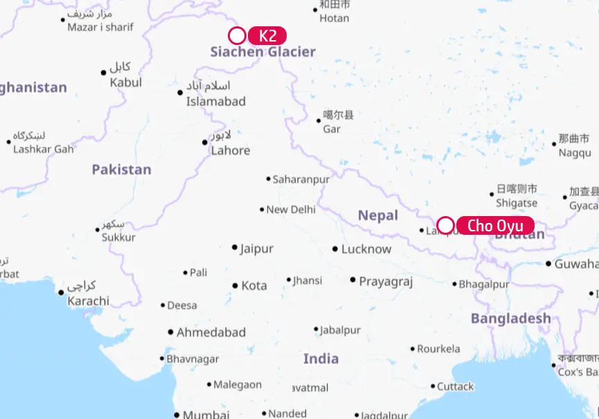 carte des montagnes k2